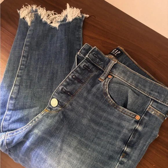 GAP Women's High-Rise Dark Blue Button-Fly Jeans - Picture 6 of 9